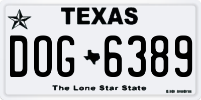 TX license plate DOG6389