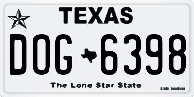 TX license plate DOG6398