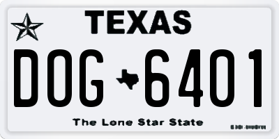 TX license plate DOG6401