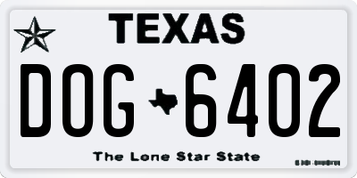 TX license plate DOG6402