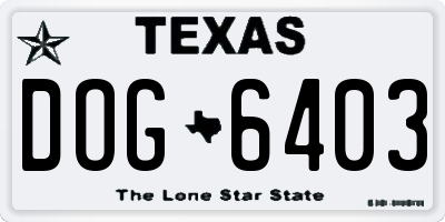 TX license plate DOG6403