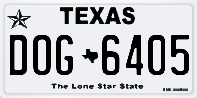 TX license plate DOG6405