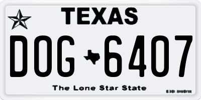 TX license plate DOG6407