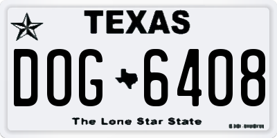 TX license plate DOG6408