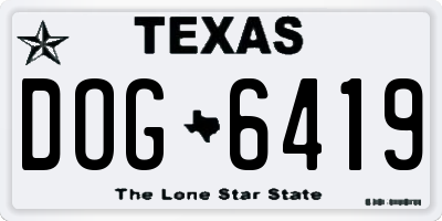 TX license plate DOG6419