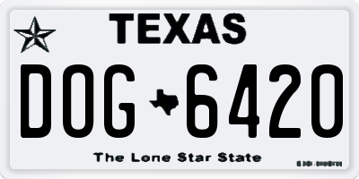 TX license plate DOG6420