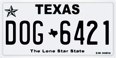 TX license plate DOG6421