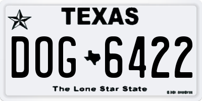 TX license plate DOG6422