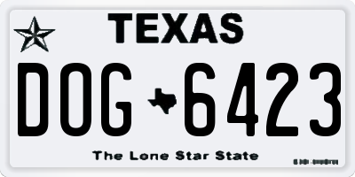 TX license plate DOG6423