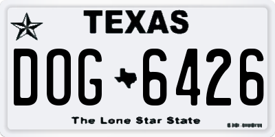 TX license plate DOG6426
