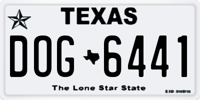 TX license plate DOG6441