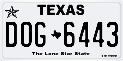 TX license plate DOG6443