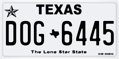 TX license plate DOG6445