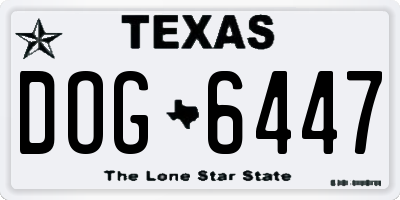 TX license plate DOG6447