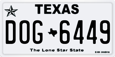 TX license plate DOG6449