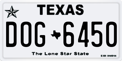 TX license plate DOG6450