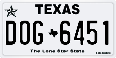 TX license plate DOG6451