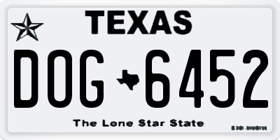 TX license plate DOG6452