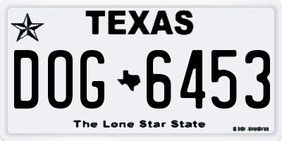 TX license plate DOG6453