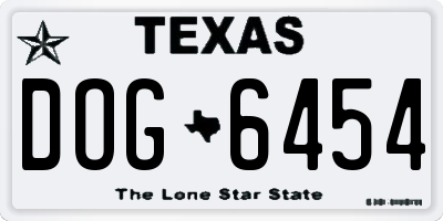 TX license plate DOG6454