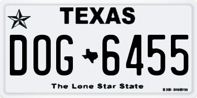 TX license plate DOG6455
