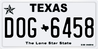 TX license plate DOG6458