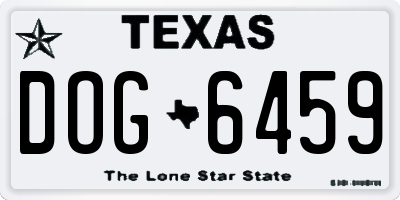 TX license plate DOG6459