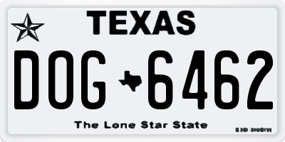 TX license plate DOG6462