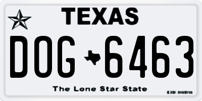 TX license plate DOG6463