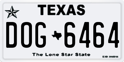 TX license plate DOG6464