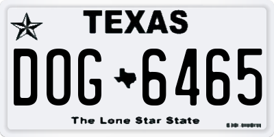 TX license plate DOG6465