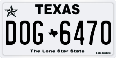 TX license plate DOG6470
