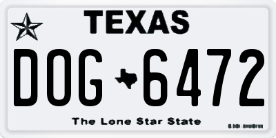 TX license plate DOG6472