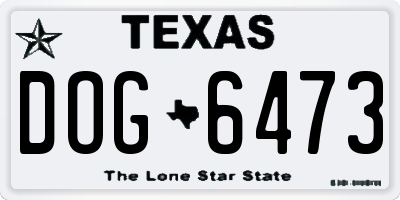 TX license plate DOG6473