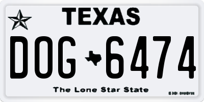 TX license plate DOG6474