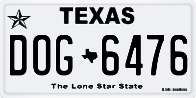 TX license plate DOG6476