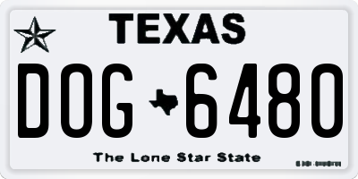 TX license plate DOG6480