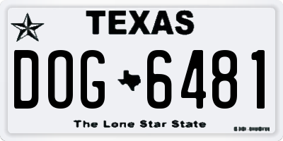 TX license plate DOG6481
