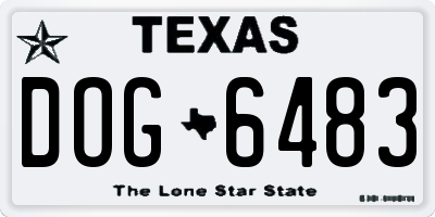 TX license plate DOG6483