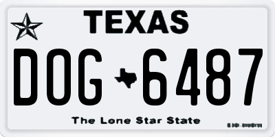 TX license plate DOG6487