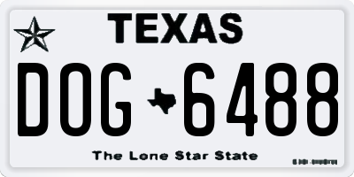 TX license plate DOG6488