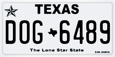 TX license plate DOG6489