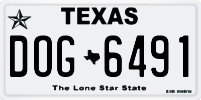TX license plate DOG6491