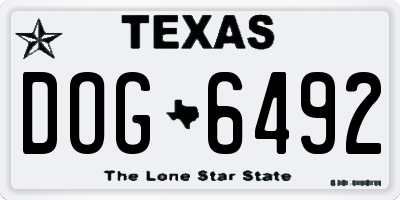 TX license plate DOG6492