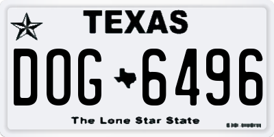 TX license plate DOG6496