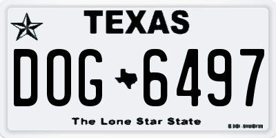 TX license plate DOG6497