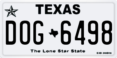 TX license plate DOG6498