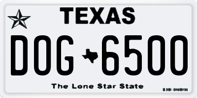 TX license plate DOG6500