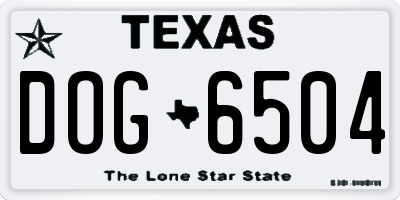 TX license plate DOG6504