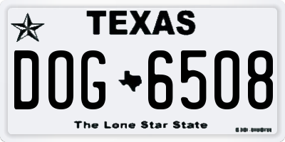 TX license plate DOG6508